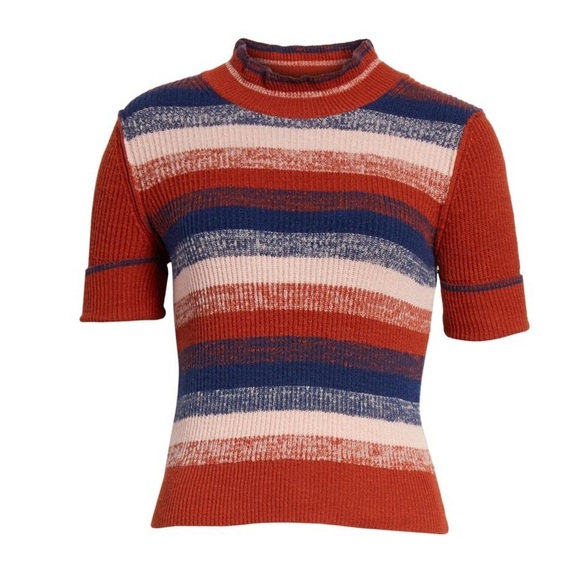 NWT Free People Best Intentions Striped Half Sleeve Sweater Shirt Size L - Picture 10 of 16